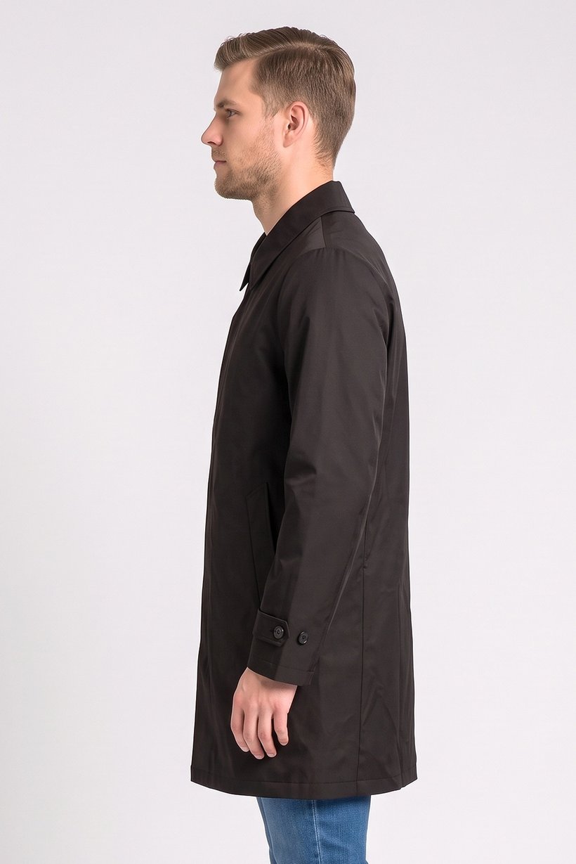 Men Solid Raincoat Jacket, Black