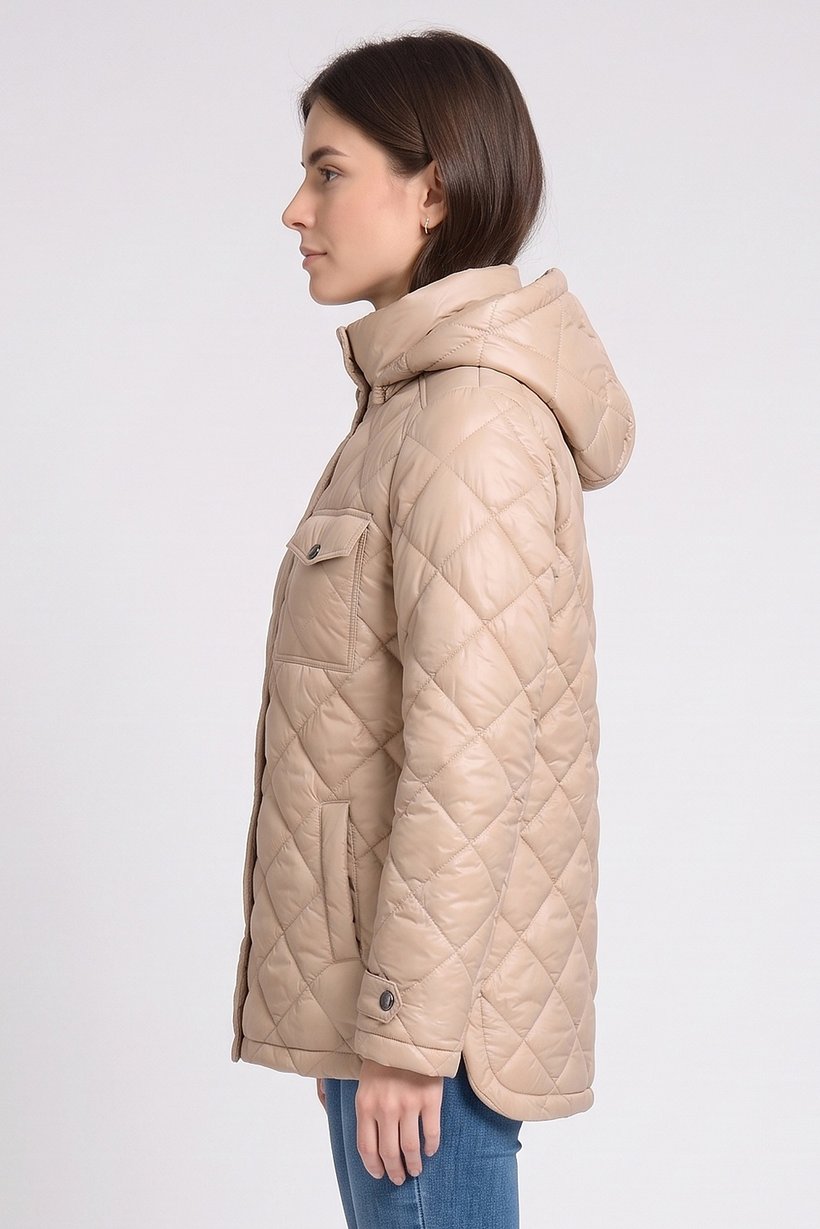 Women Quilted Puffer Jacket, Beige