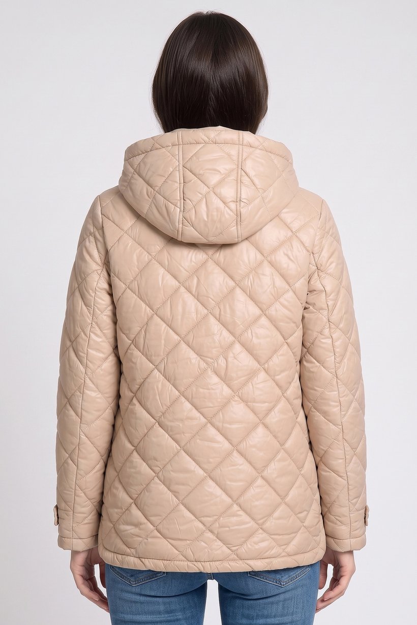 Women Quilted Puffer Jacket, Beige