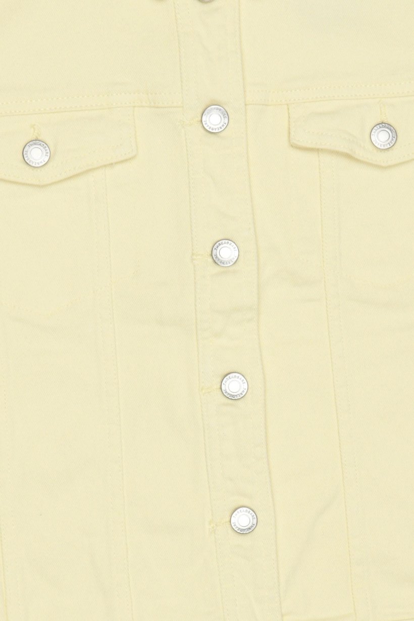 Women Solid Denim Jacket, Light Yellow
