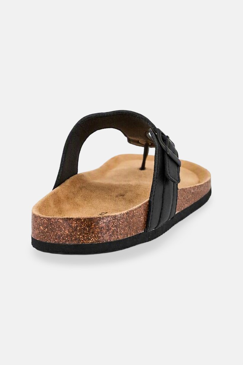 Men Brand Logo Slip On Sandals, Black