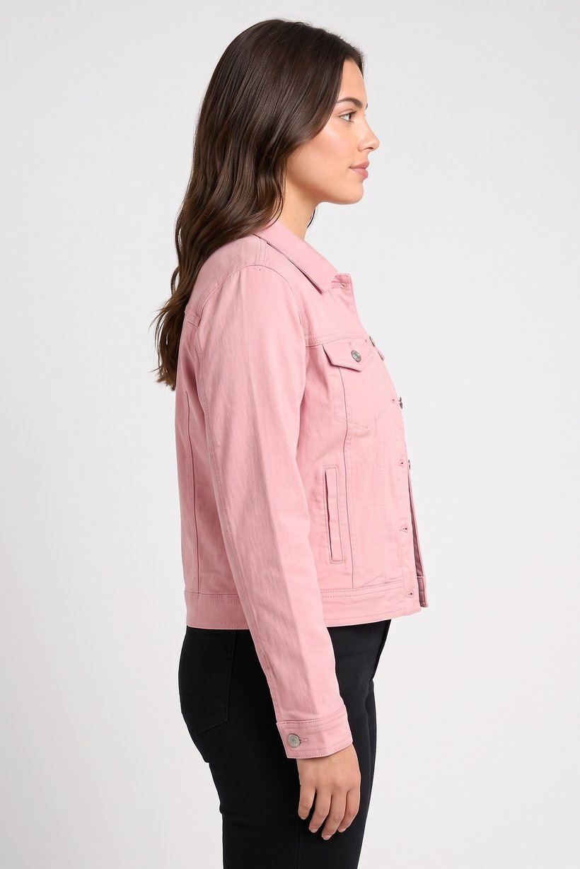 Women Solid Jacket Shirt, Pink