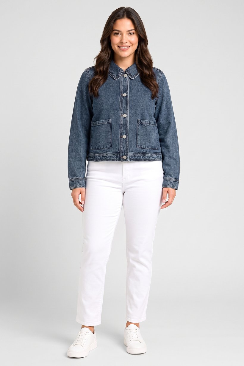Women Washed Denim Jackets, Blue