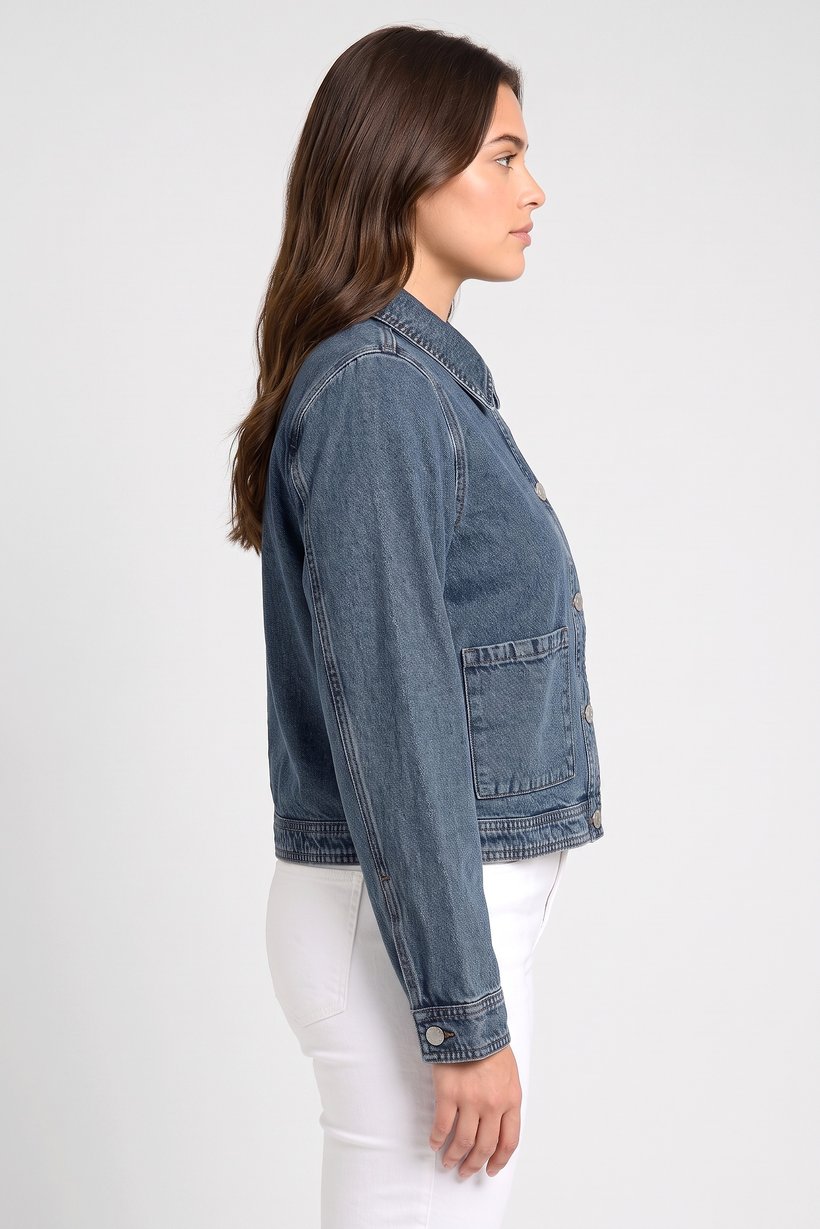Women Washed Denim Jackets, Blue
