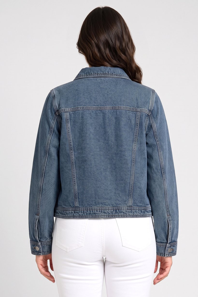Women Washed Denim Jackets, Blue