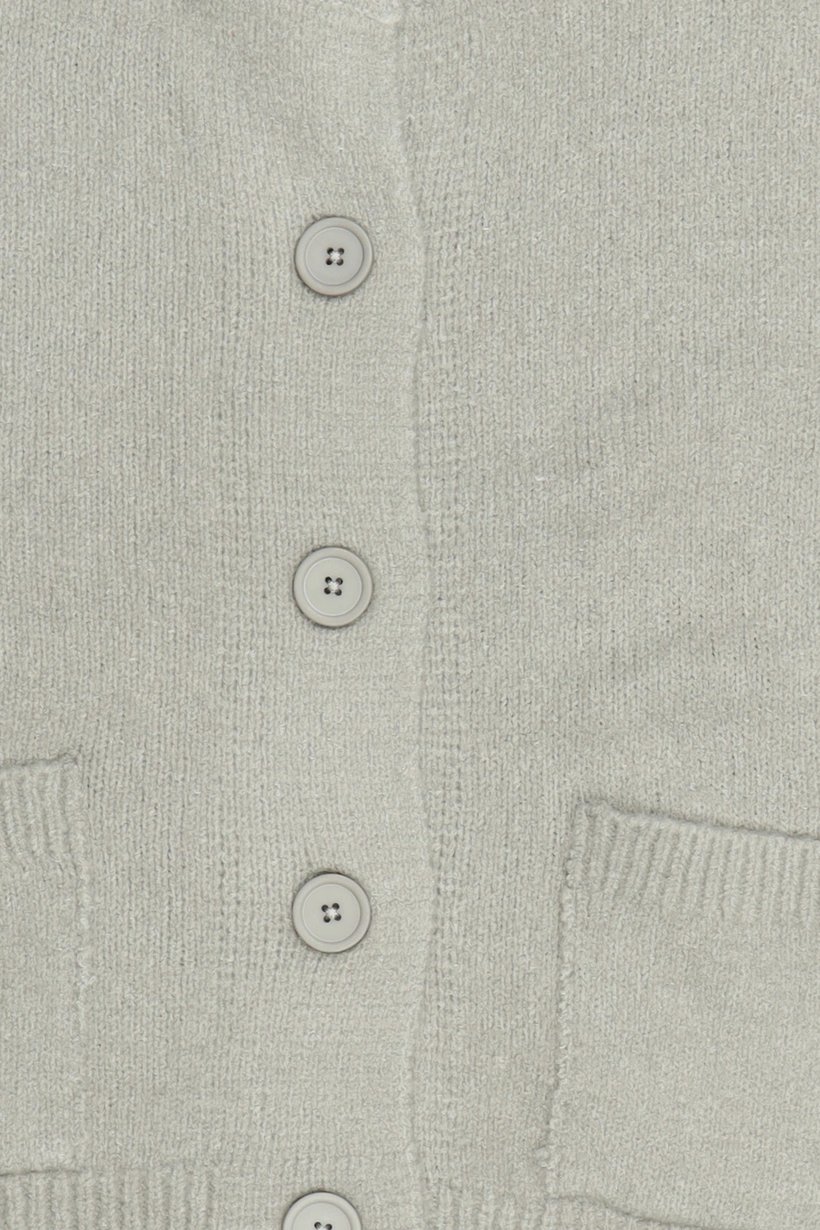 Women Crew Neck Plain Cardigan, Light Grey