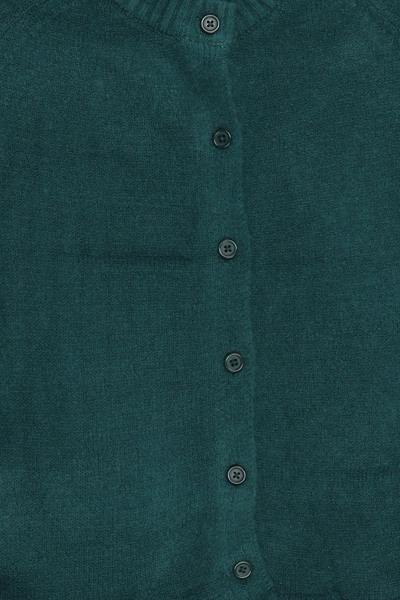 Women Crew Neck Plain Cardigan, Teal Green