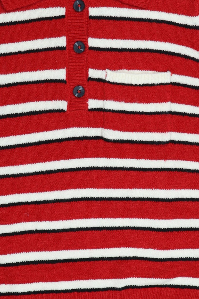Women Spread Collar Stripe Sweater, Multicolor