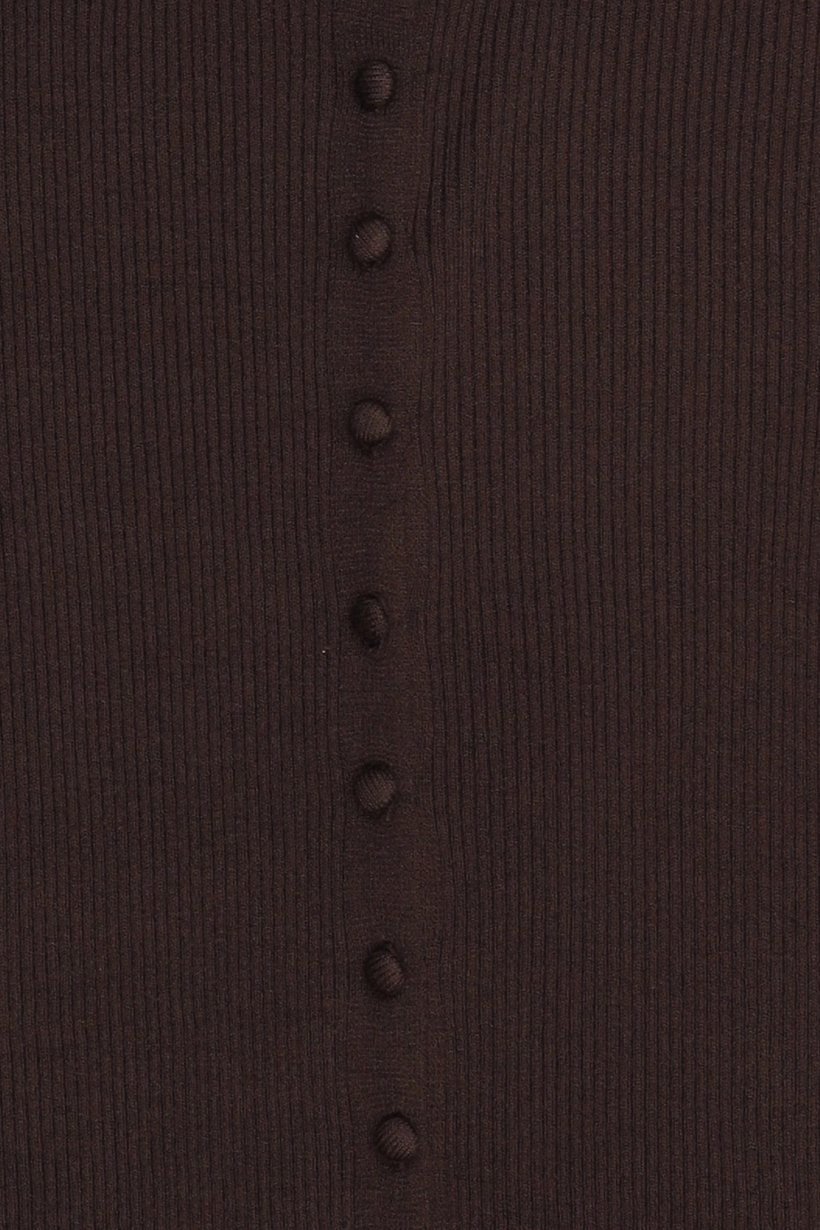 Women Spread Collar Knitted Cardigan, Chocolate Brown