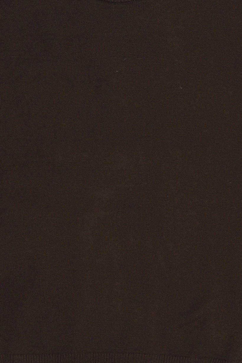 Women Crew Neck Plain Sweater, Dark Brown
