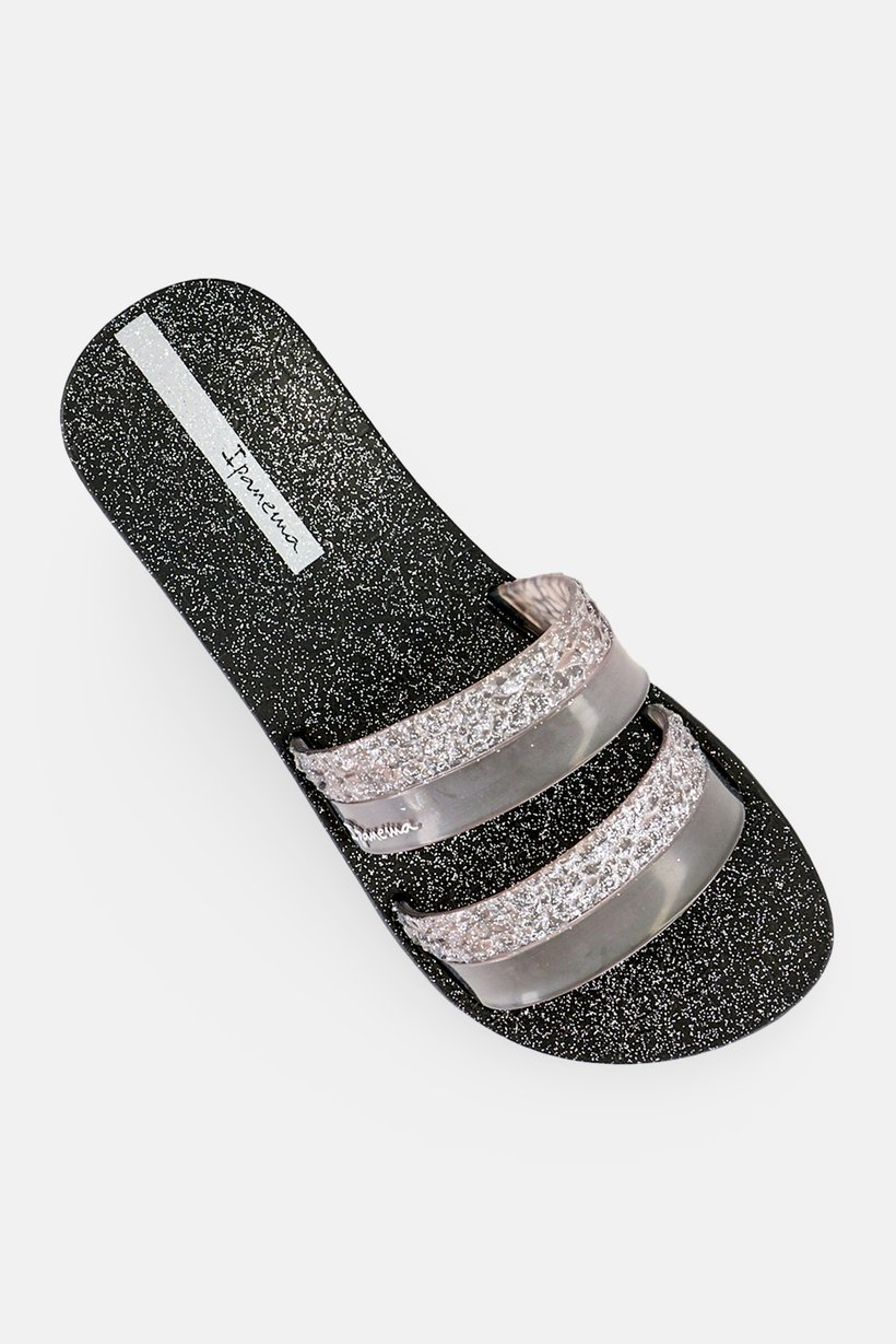 Women Glitz Slip On Slippers, Charcoal Grey