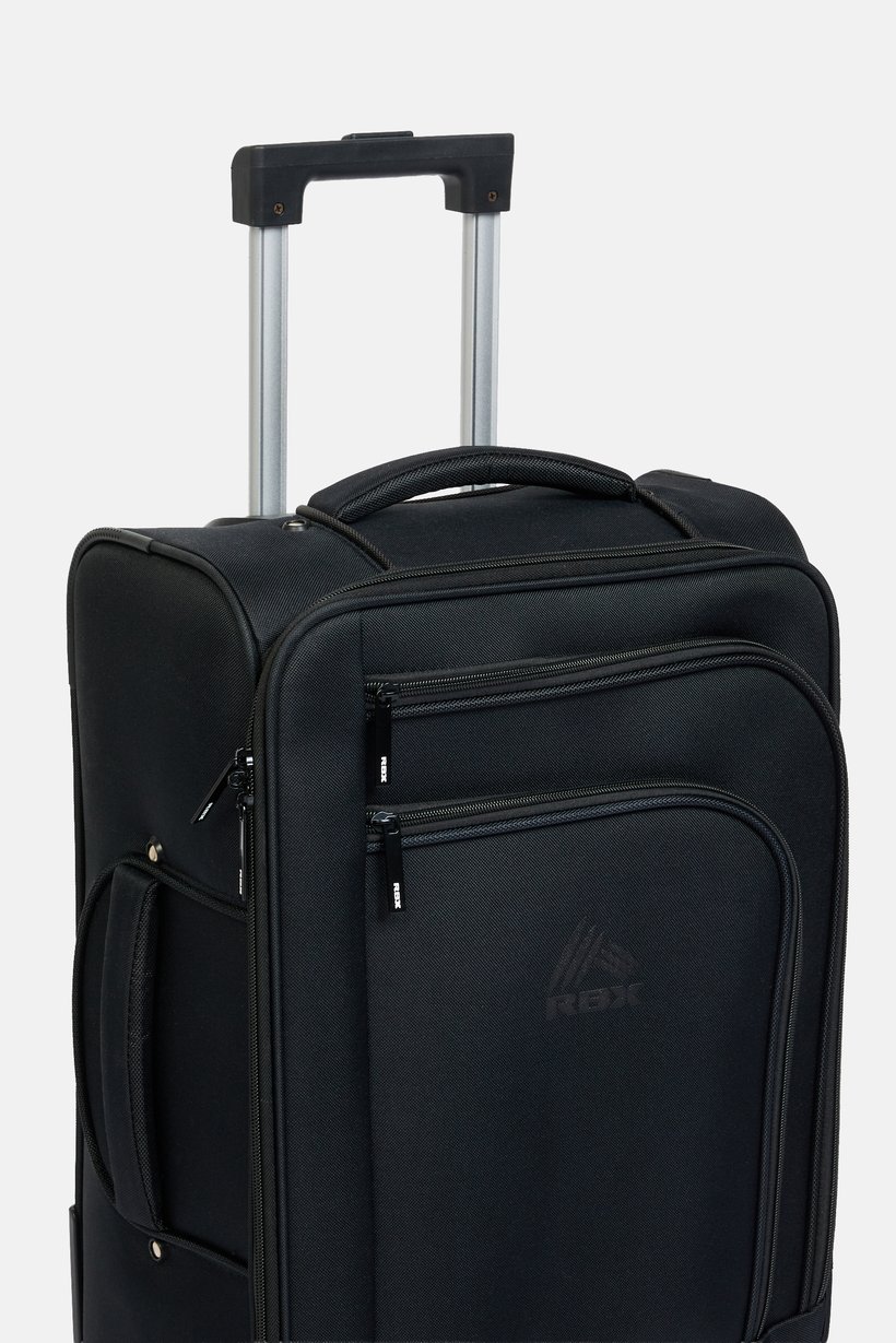 20 Inch Brand Logo Soft Shell Luggage, Black