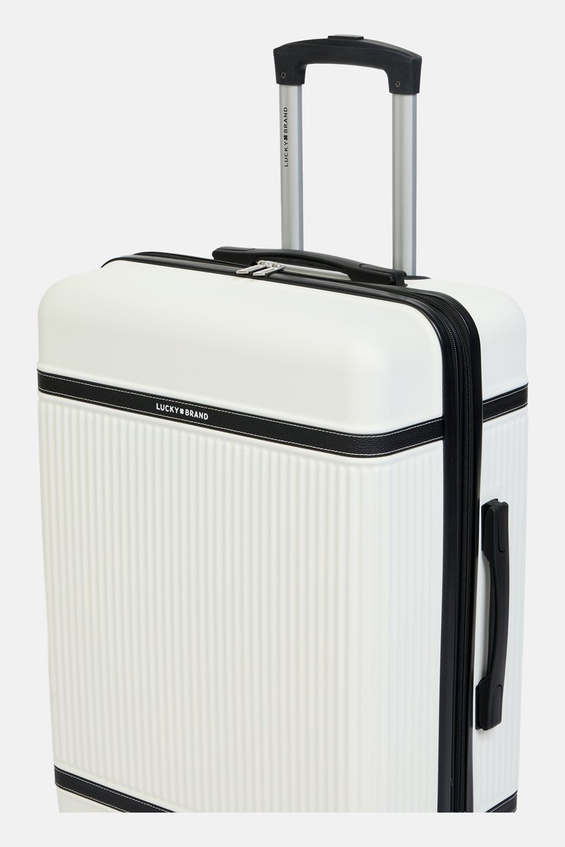 24 Inch Hardshell Zippered Pocket Expandable Luggage, White