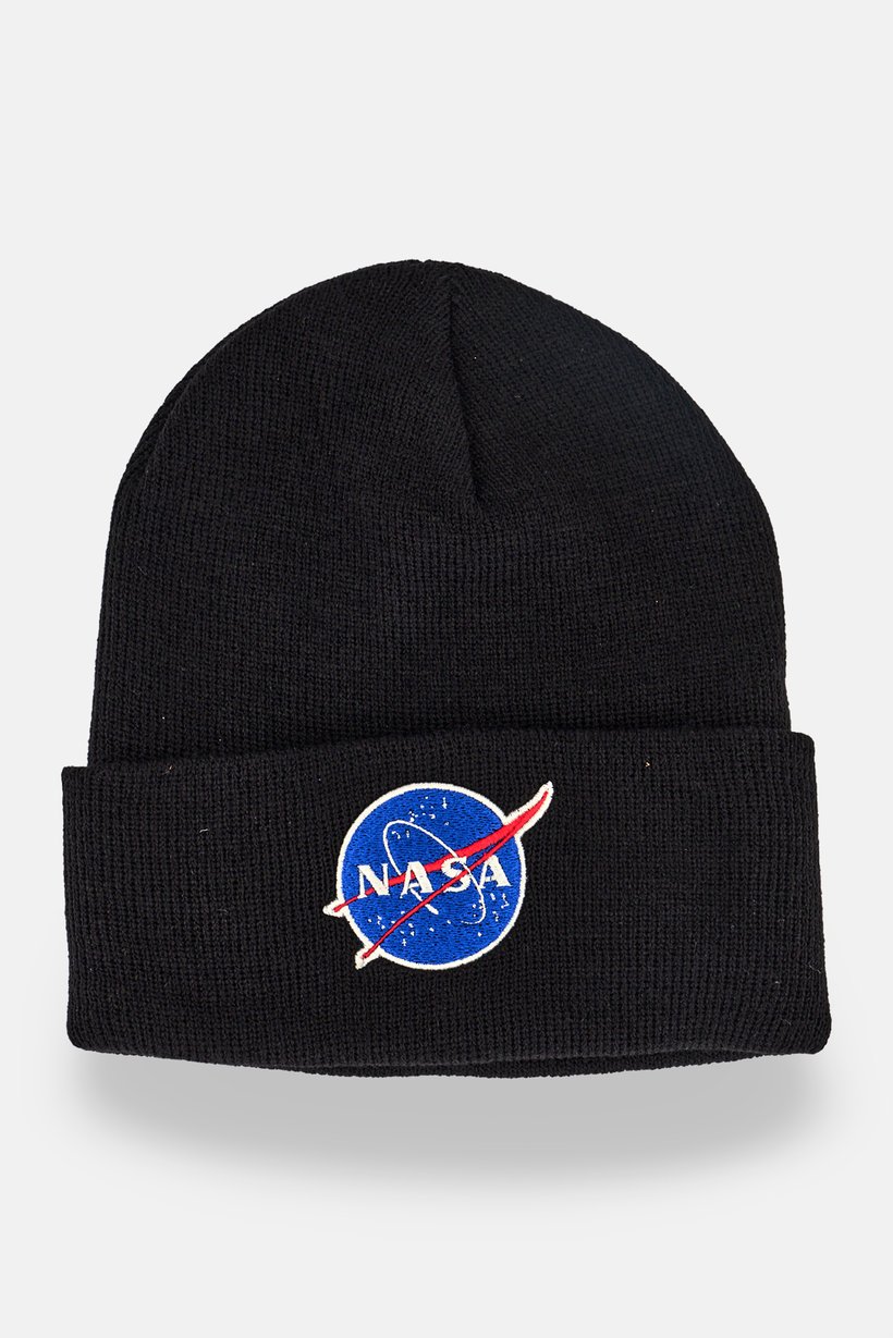 Men Embroidered Beanie Hat, Black