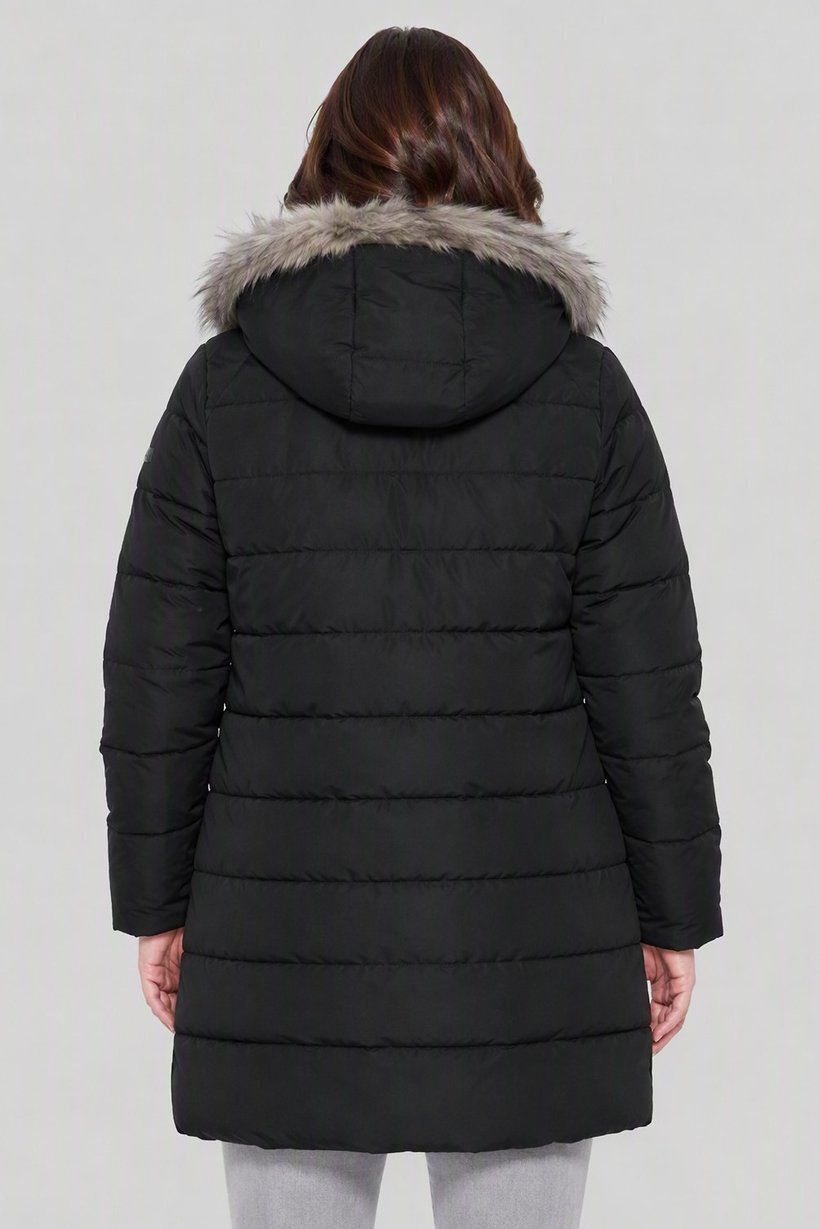 Women Plus Size Quilted Puffer Jacket, Black