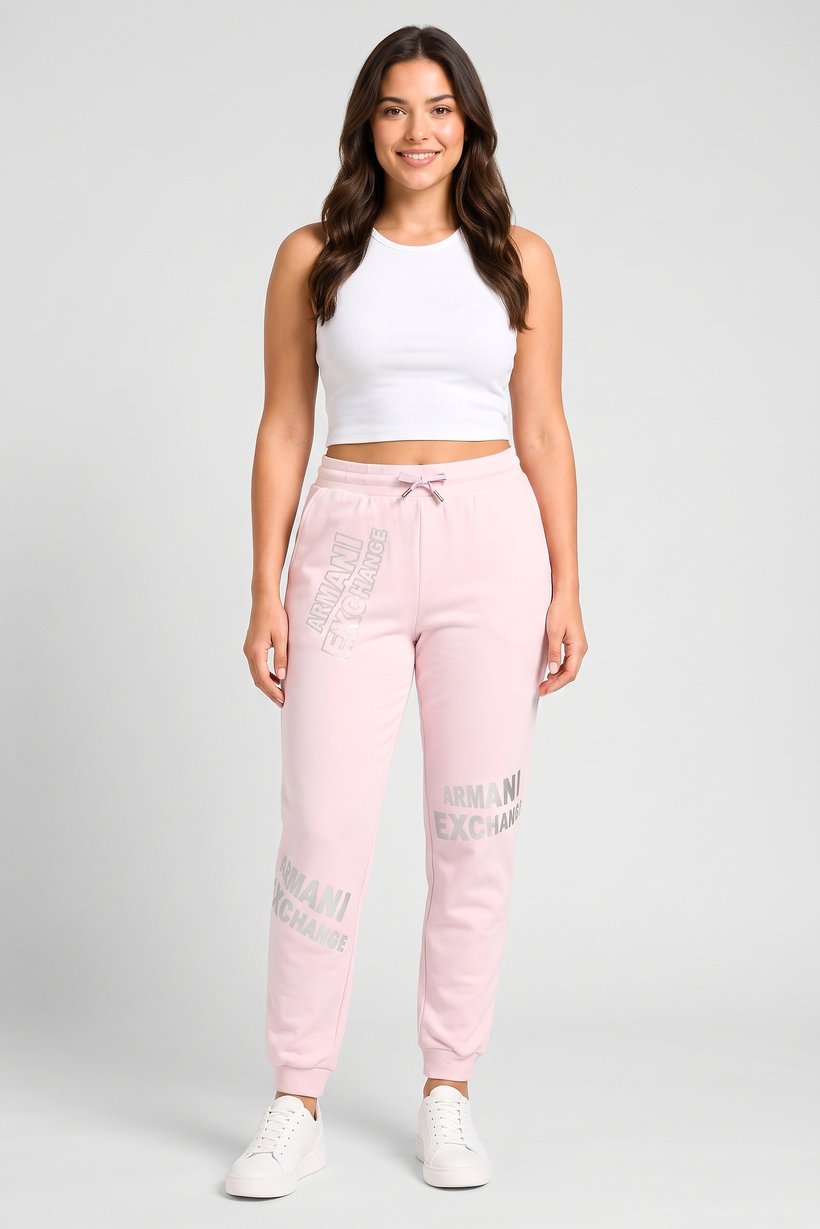 AX Armani Exchange Women Regular Fit Embroidered Logo Jogger Pants, Pink