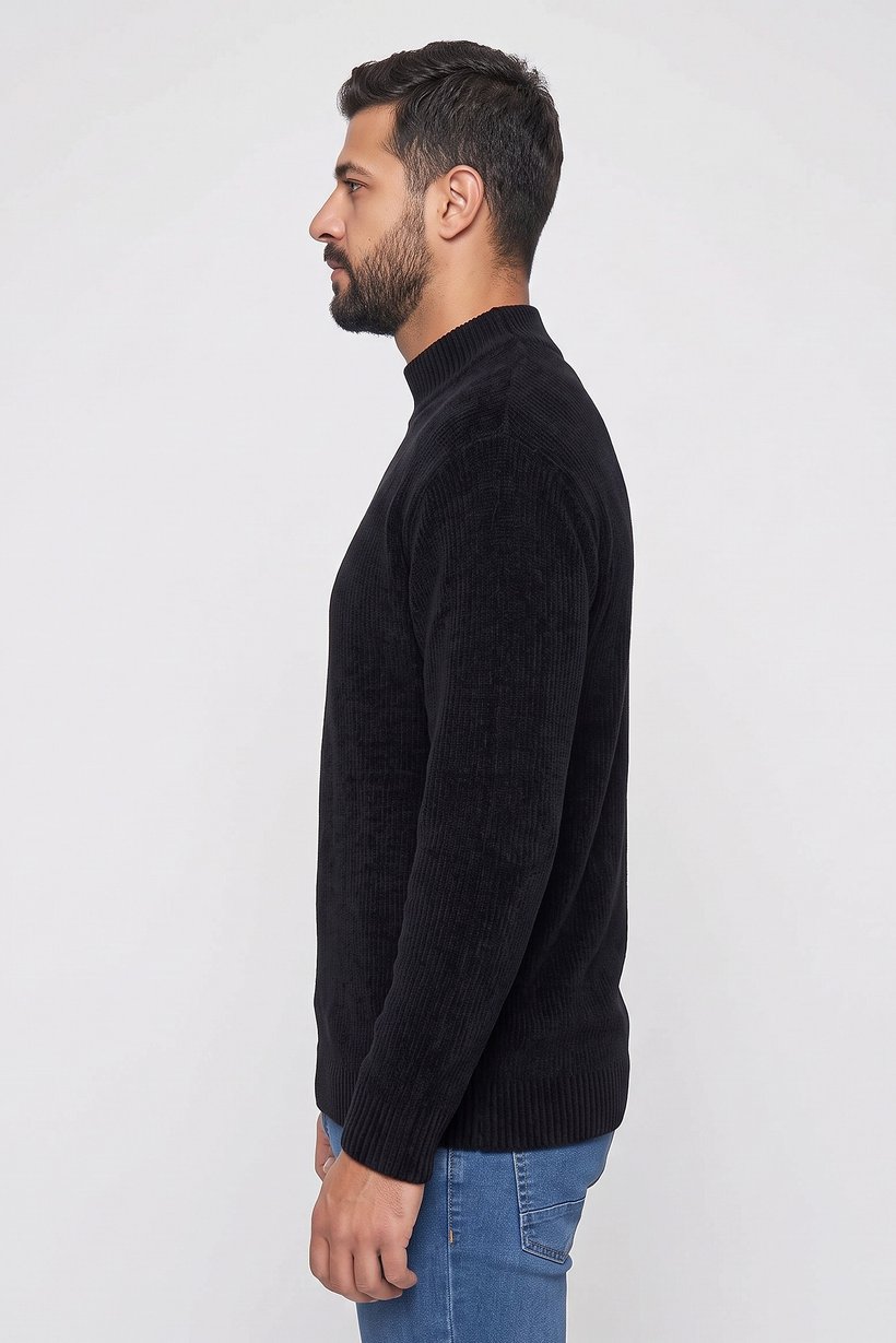 Emporio Armani Men Mock Neck Long Sleeve Sweater, Navy Blue