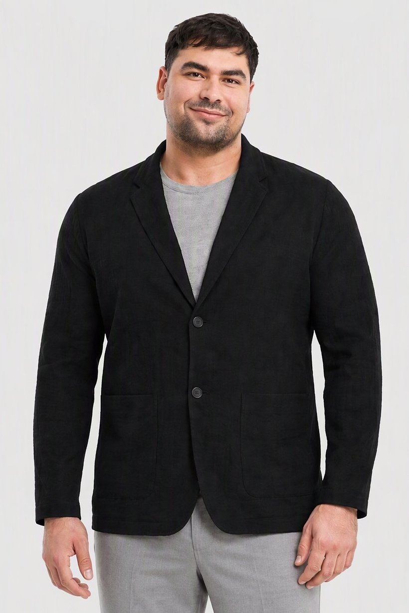 Emporio Armani Men Regular Fit Textured Casual Blazer, Black