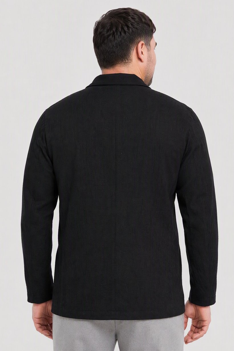 Emporio Armani Men Regular Fit Textured Casual Blazer, Black