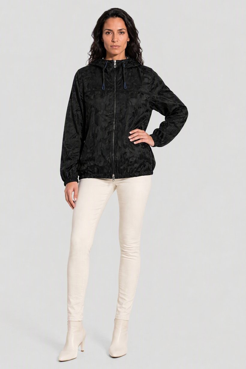 Emporio Armani Women Camouflage Hooded Jacket, Black