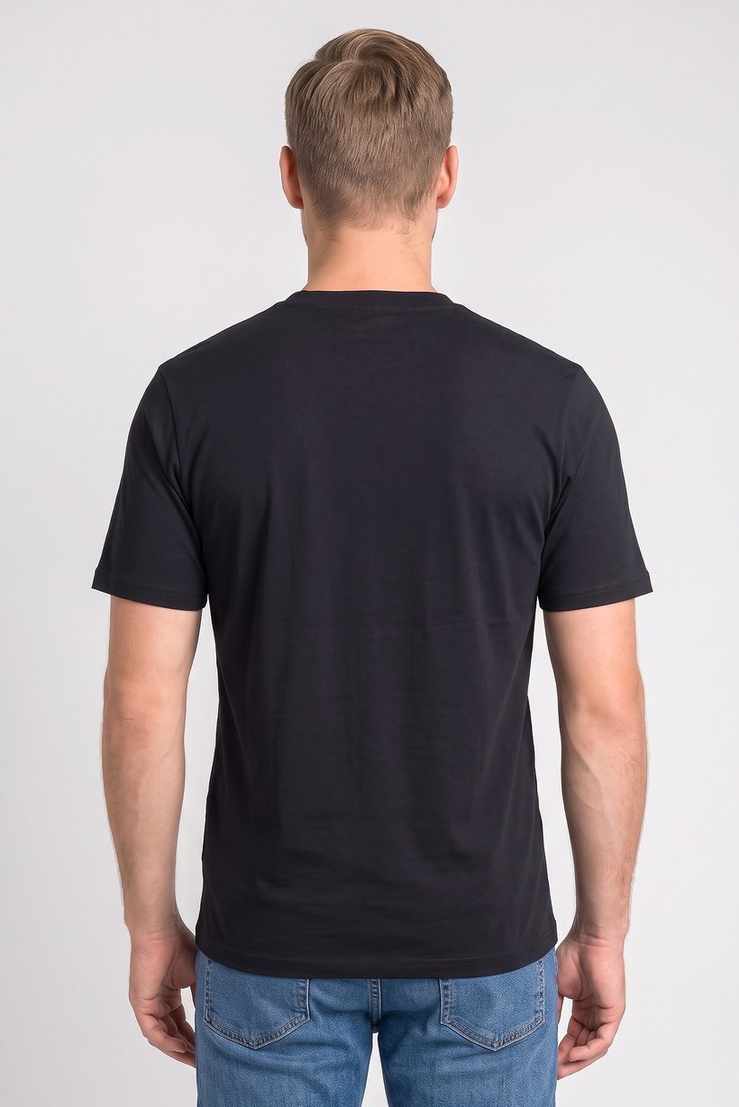 Men Crew Neck Graphic Print Short Sleeve T-Shirt, Navy