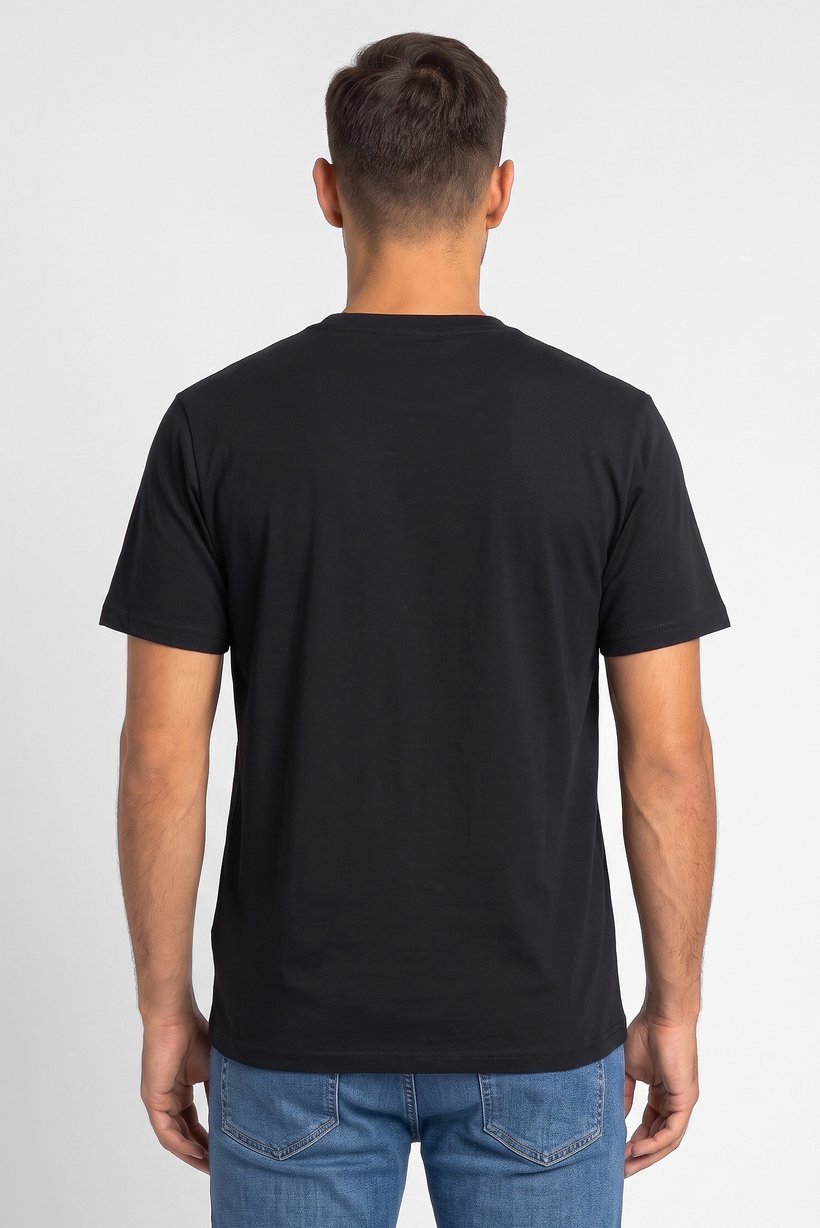 Men Crew Neck Short Sleeve Graphic Print T-Shirt, Black