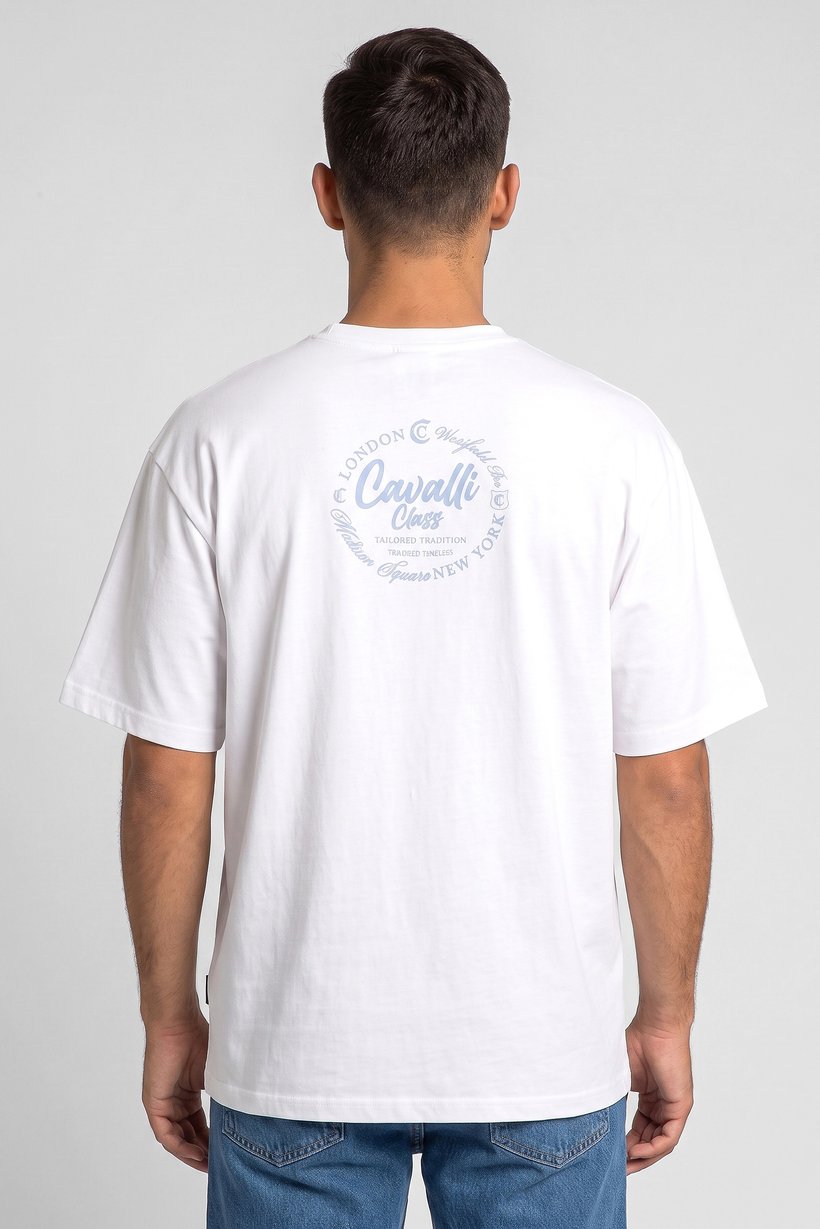 Men Crew Neck Short Sleeve Brand Logo T-Shirt, White