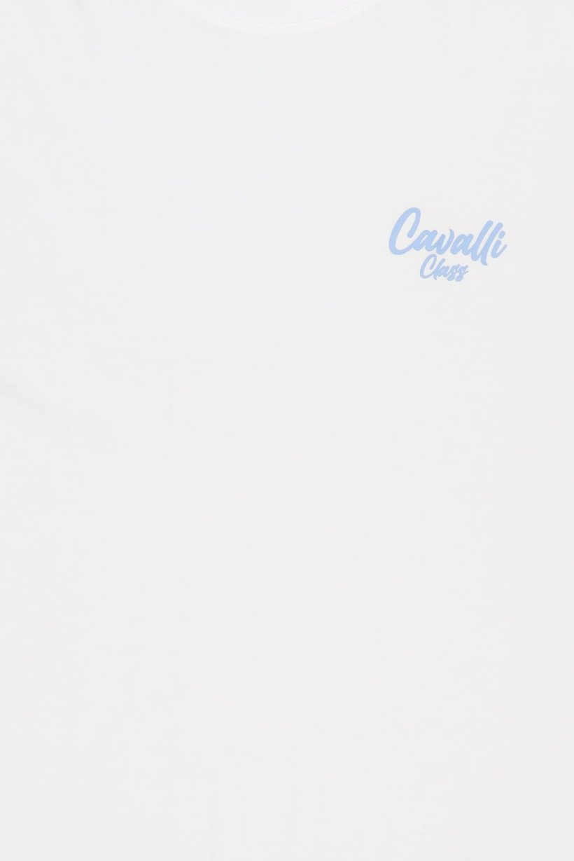 Men Crew Neck Short Sleeve Brand Logo T-Shirt, White
