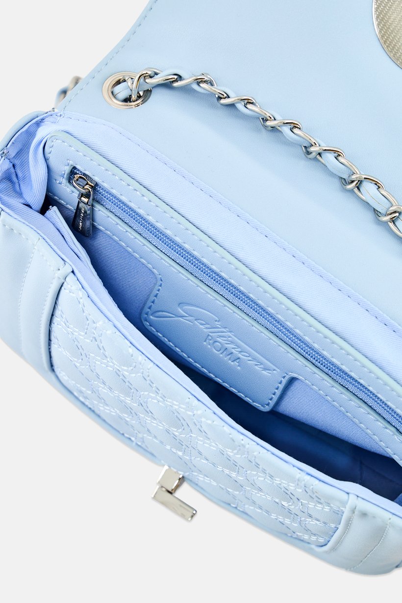 Women Brand Logo Cross Body Bag, Light Blue