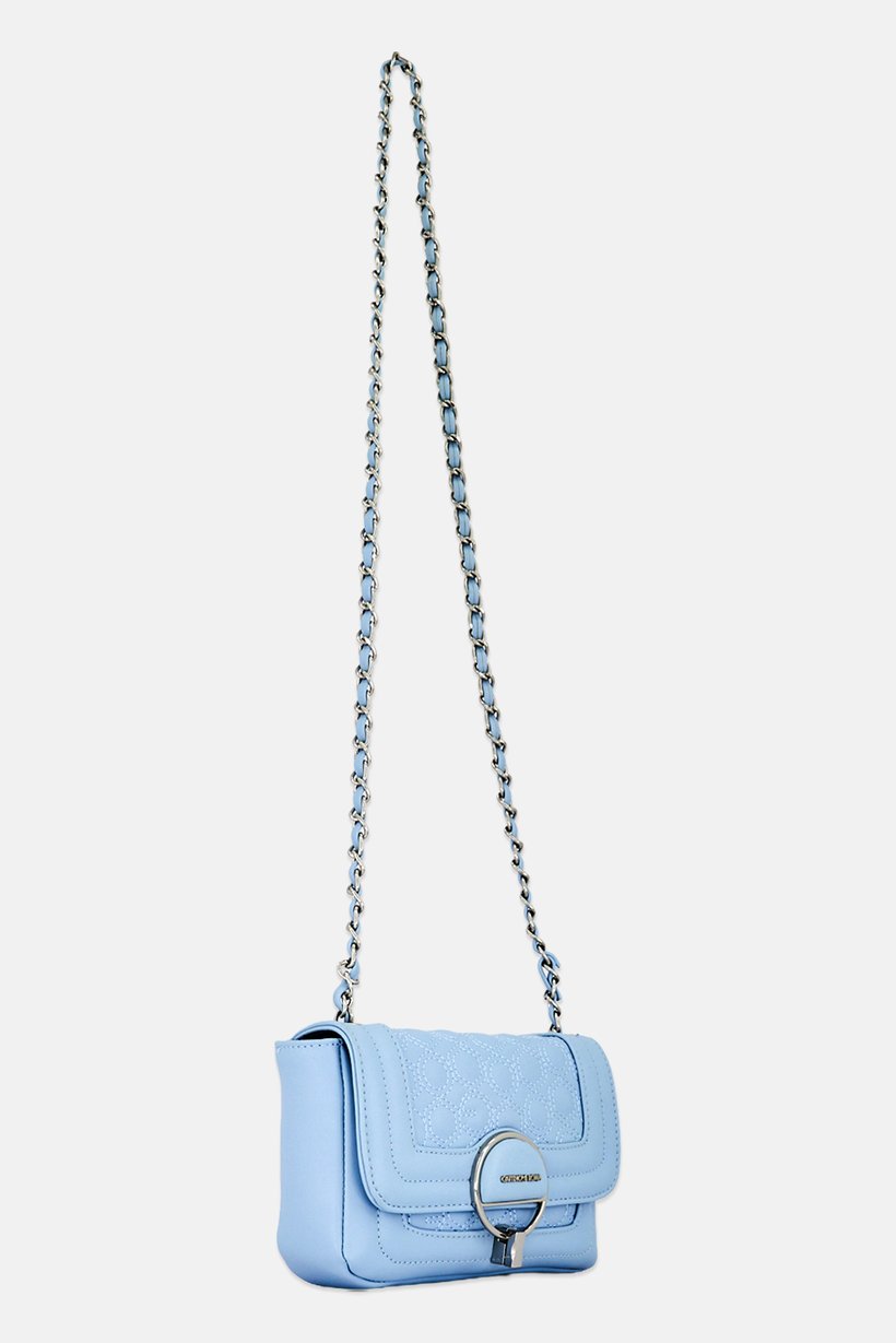 Women Brand Logo Cross Body Bag, Light Blue