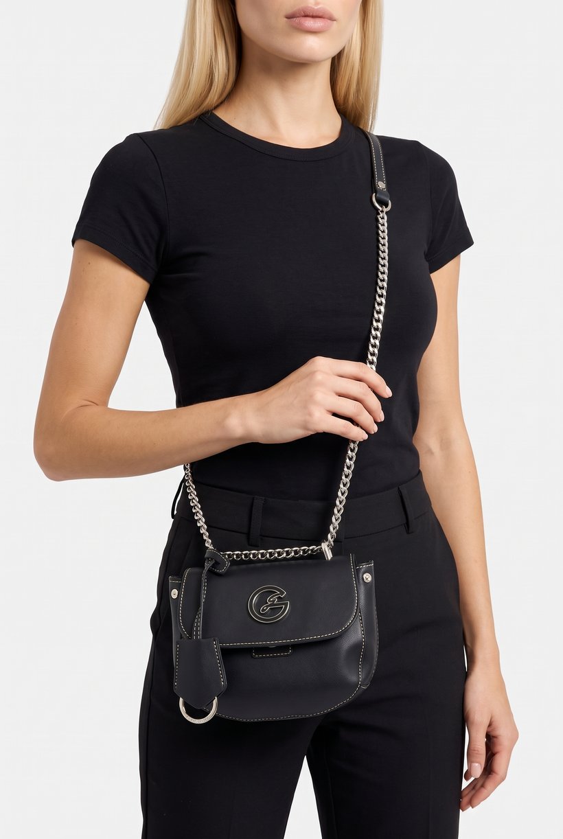 Women Brand Logo Cross Body Bag, Black