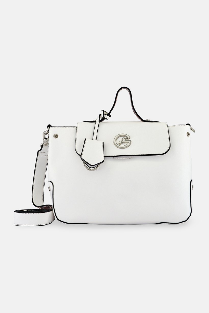 Women Brand Logo Handbag, White