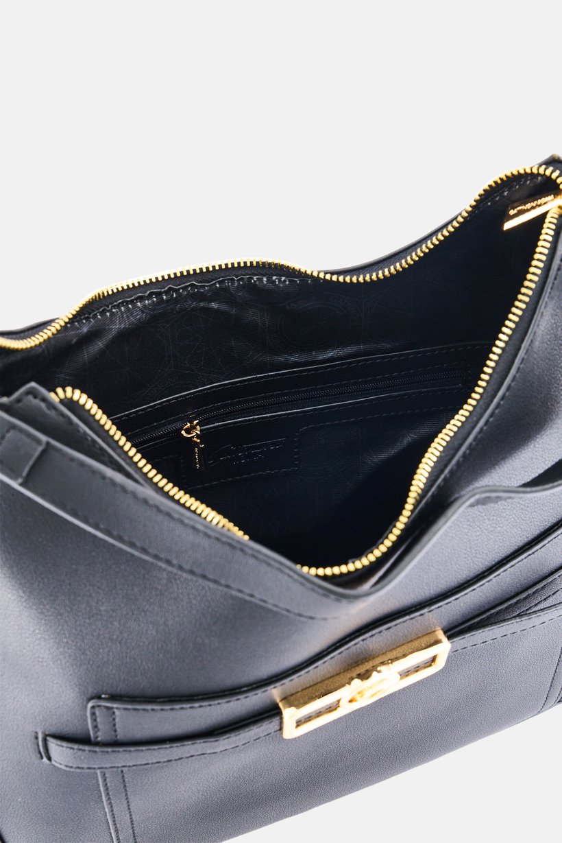 Women Brand Logo Handbag, Black