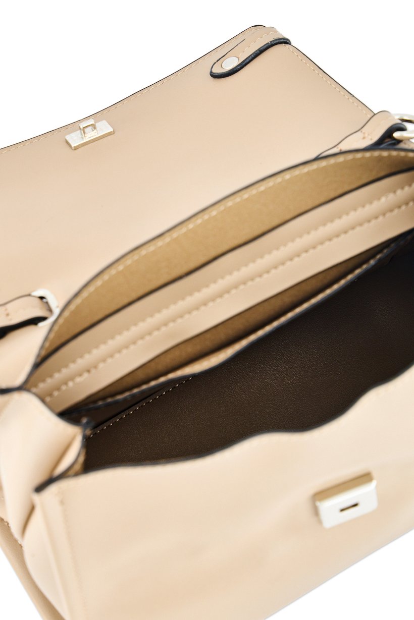 Women Brand Logo Shoulder Bag, Taupe