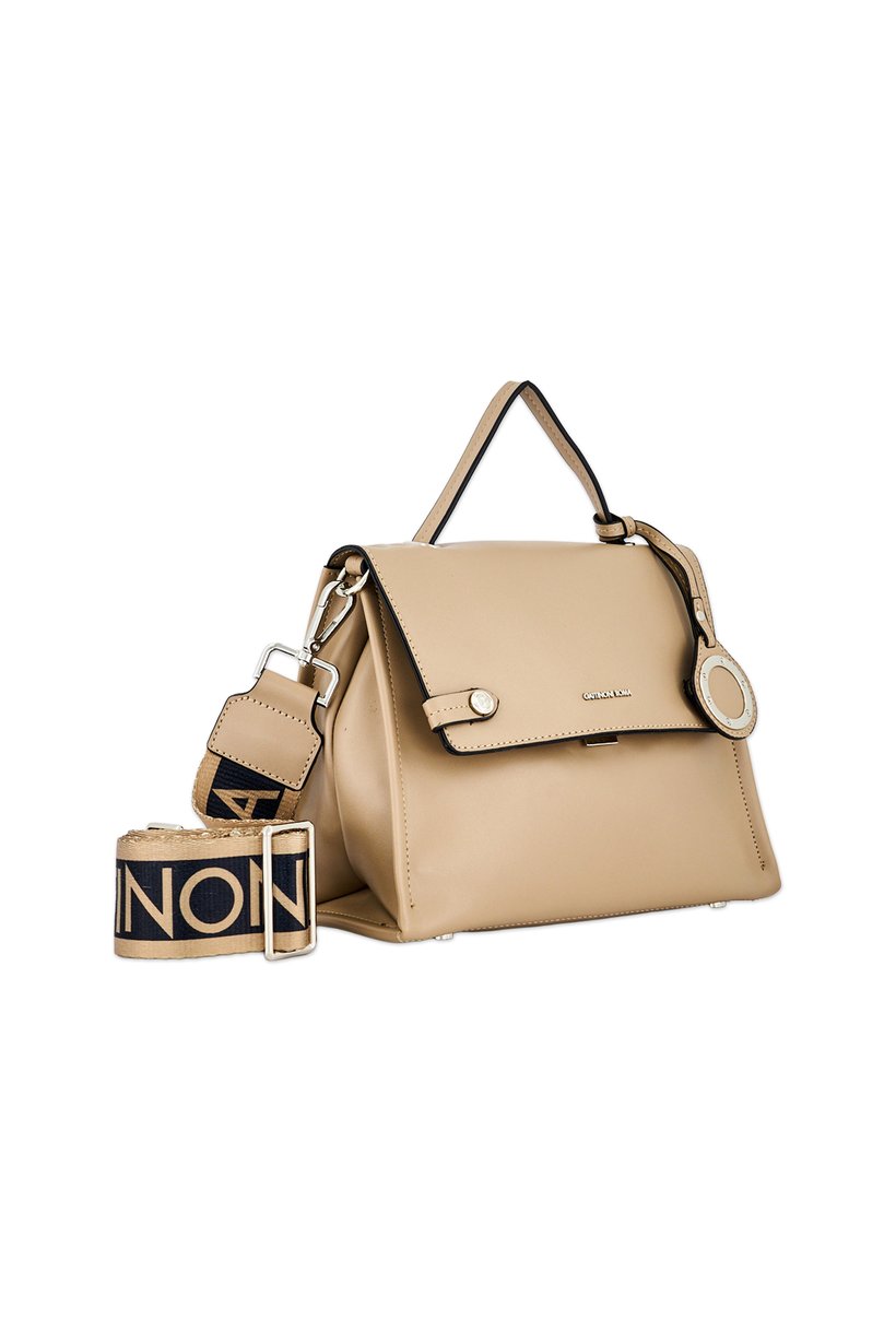 Women Brand Logo Shoulder Bag, Taupe