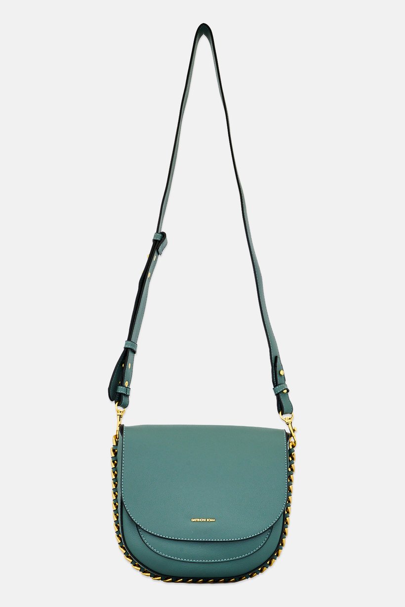 Women Brand Logo Shoulder Bag, Sage Green