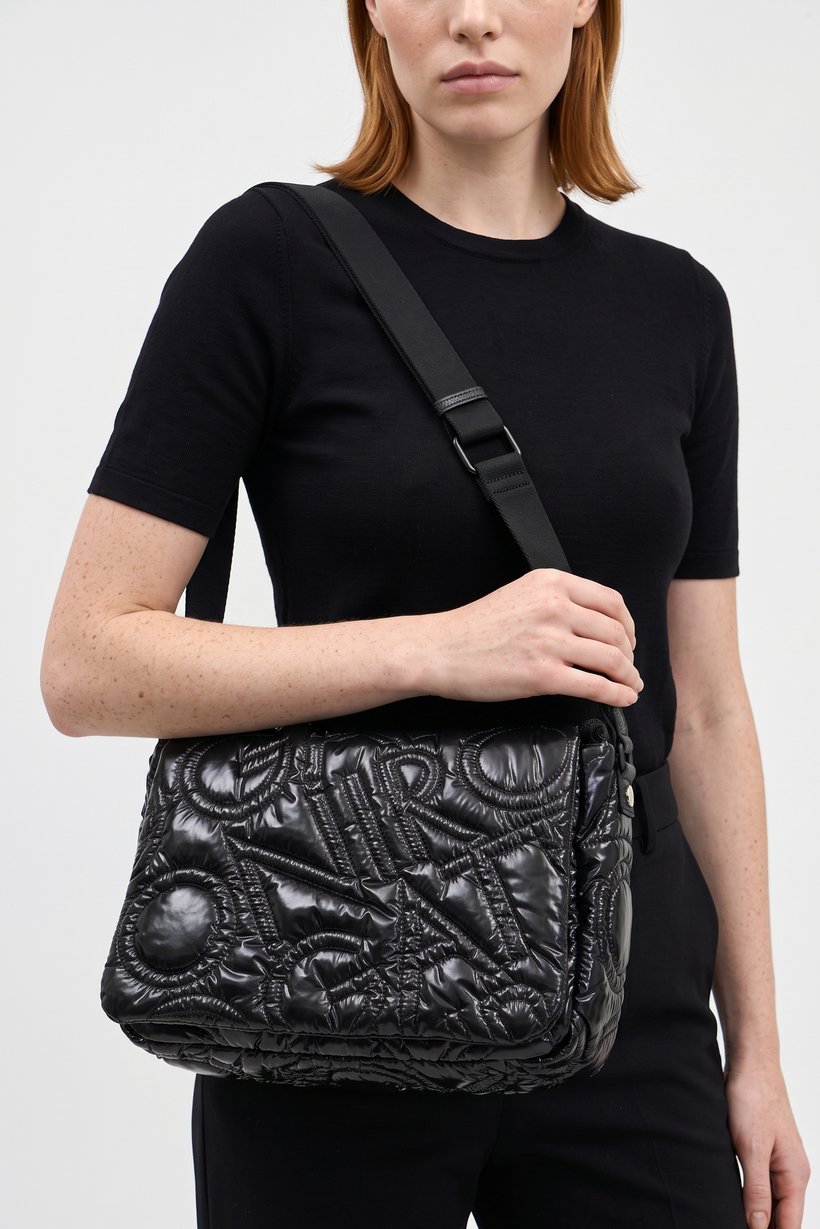Women Quilted Cross Body Bag, Black