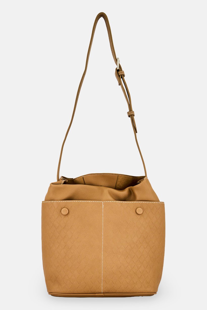 Women Diamond Pattern Hobo Bag, Brown