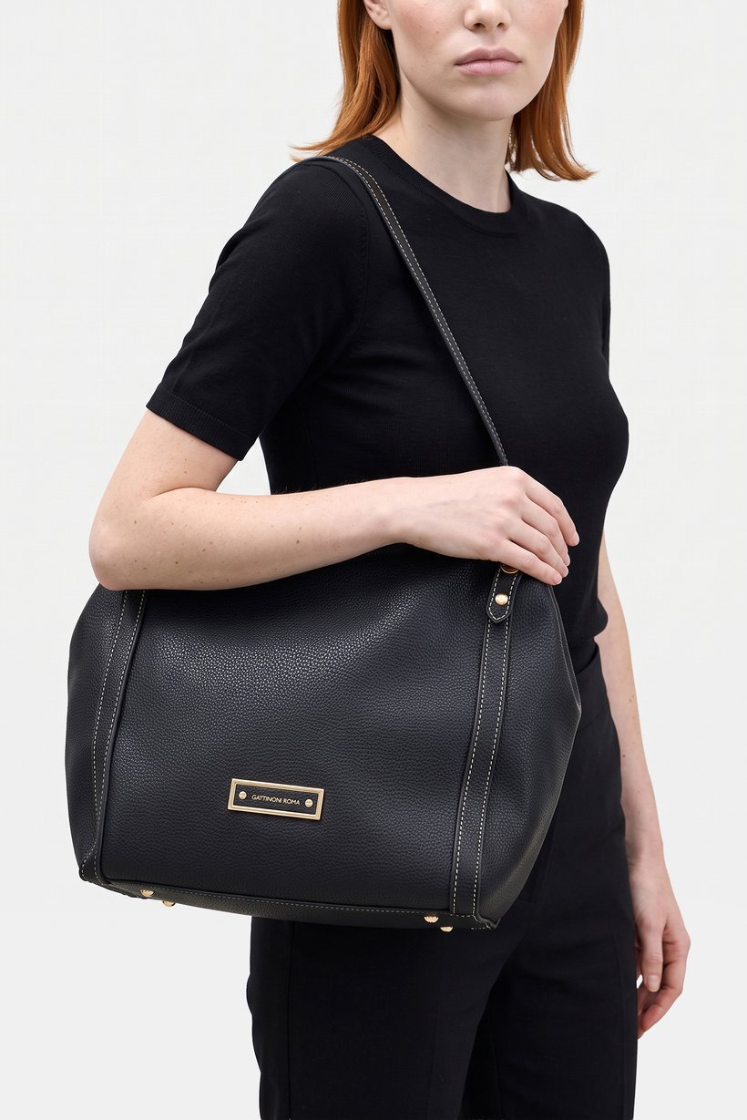 Women Brand Logo Tote Bag, Black