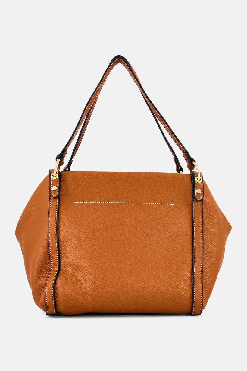 Women Brand Logo Shoulder Bag, Tan