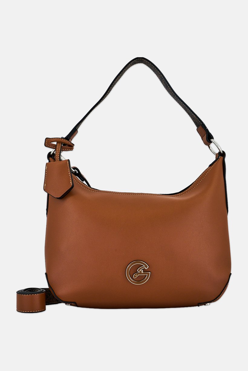 Women Brand Logo Shoulder Bag, Brown