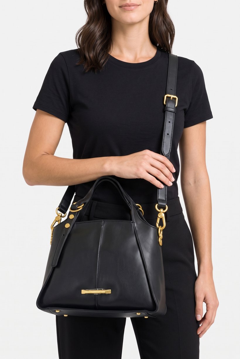 Women Brand Logo Cross Body Bag, Black