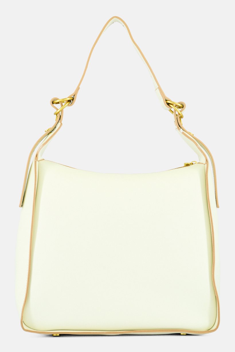 Women Brand Logo Shoulder Bag, Beige