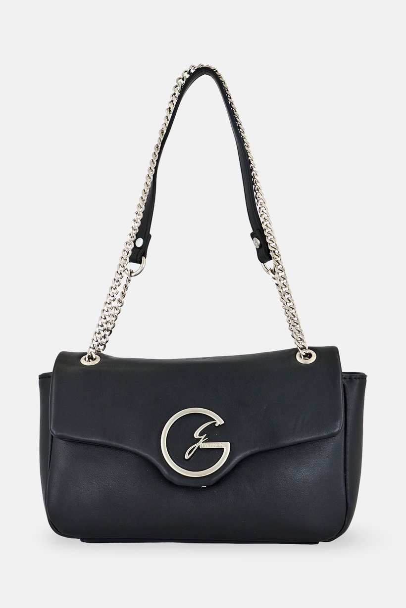 Women Brand Logo Shoulder Bag, Black