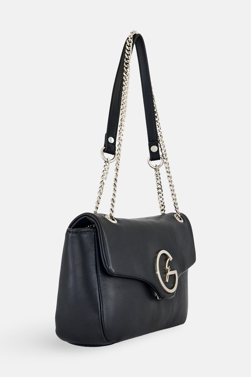 Women Brand Logo Shoulder Bag, Black