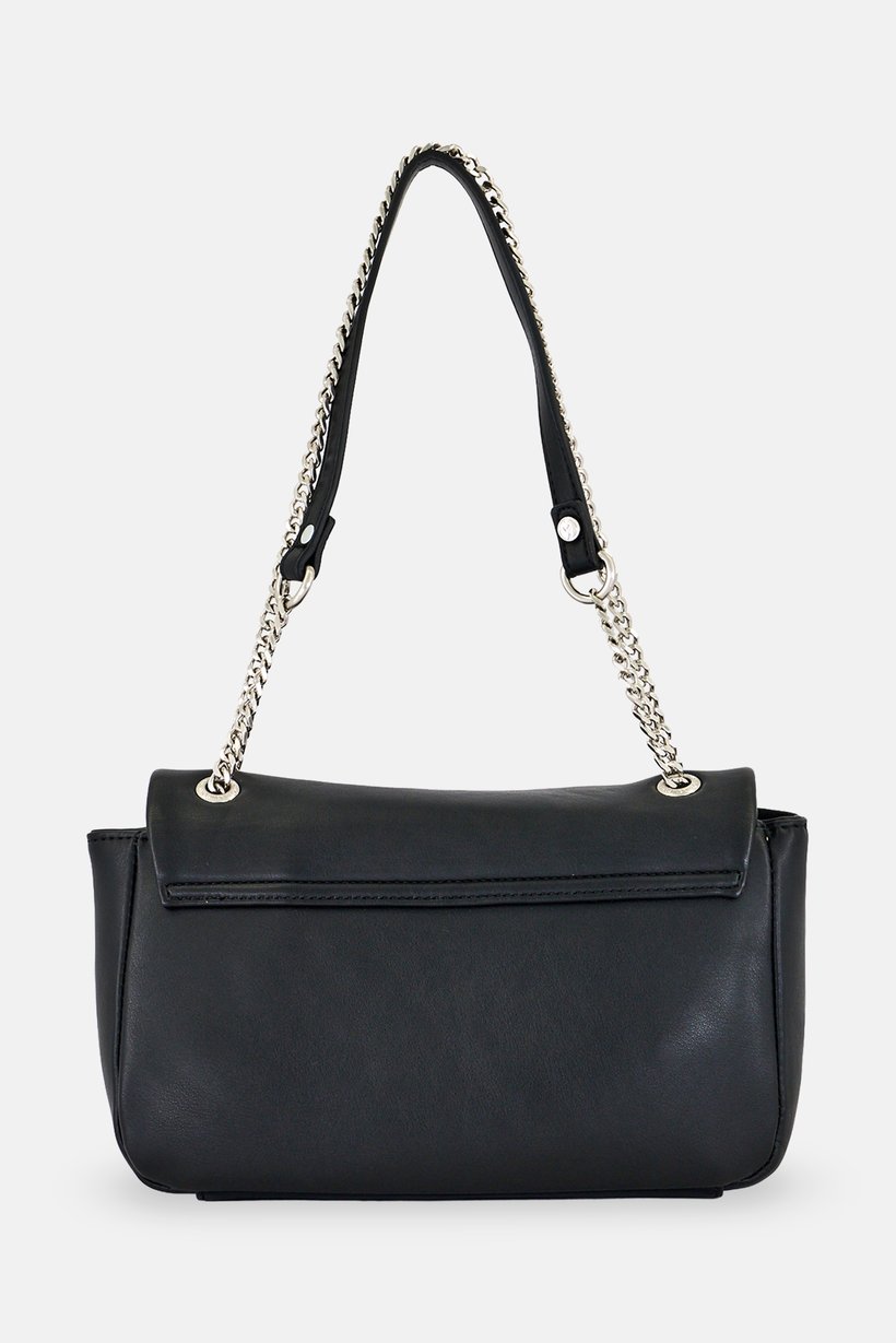 Women Brand Logo Shoulder Bag, Black