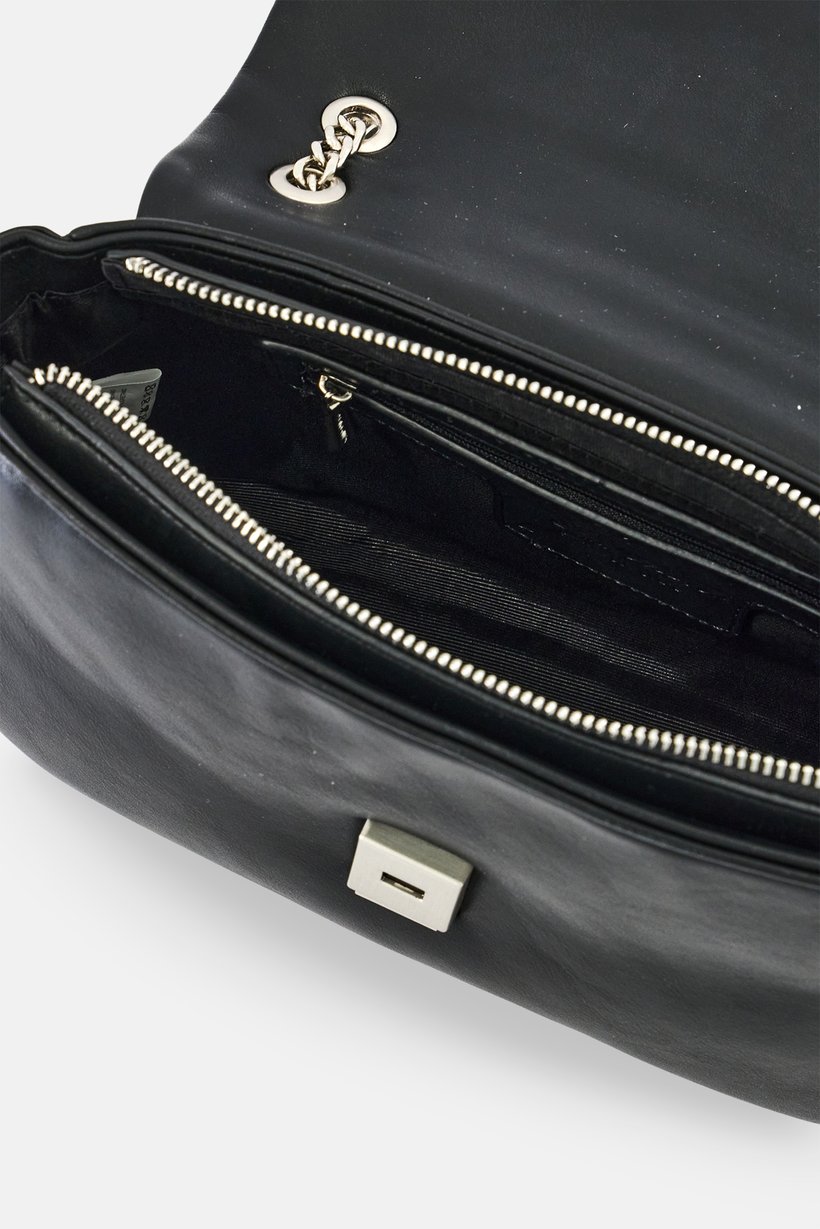 Women Brand Logo Shoulder Bag, Black