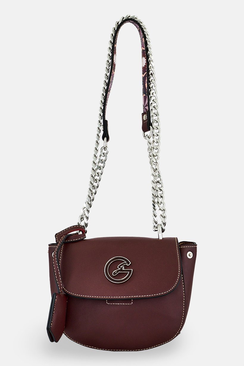 Women Brand Logo Cross Body Bag, Dark Maroon