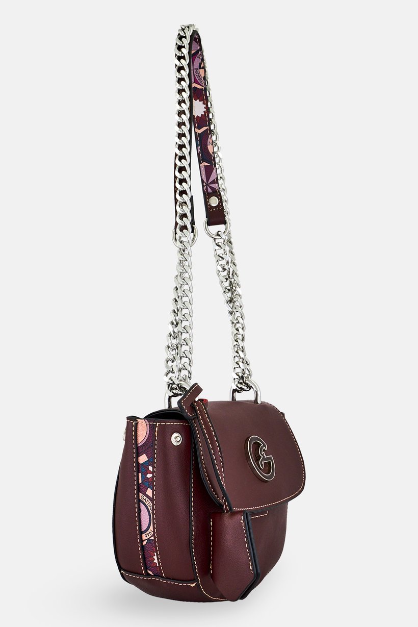 Women Brand Logo Cross Body Bag, Dark Maroon