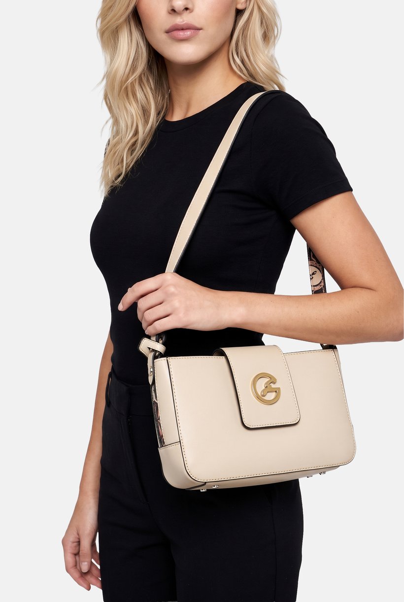 Women Brand Logo Hand Bag, Beige